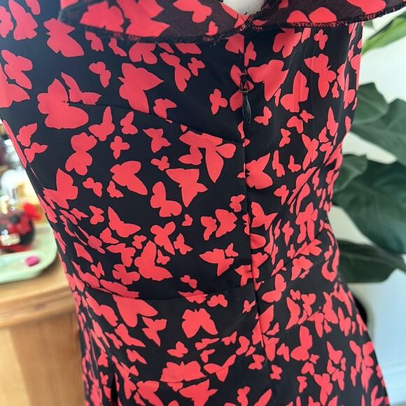 Vero Moda Black & Red Butterfly Print Dress - Size 36 (US 4) - Picture 6 of 9